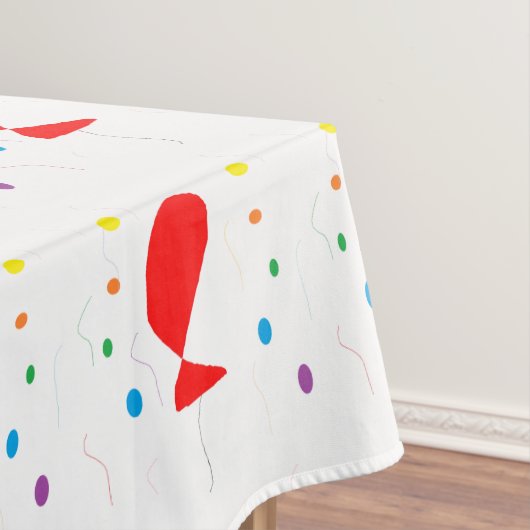 Rode ballonnen met een kleurrijk confetti-patroon tafelkleed (Voorbeeld)