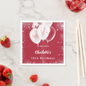 Rode ballonnen witte verjaardag servet (Insitu)