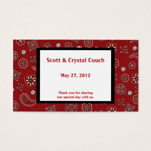 Rode Bandana bruiloft gunst Kaart (Voorkant)