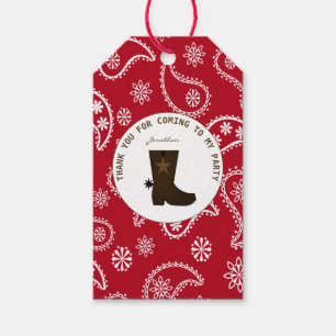 Rode Bandana Cowboylaars Persoonlijke Verjaardag Cadeaulabel