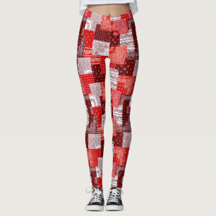 Rode Bandana Patchwork Paisley Naaipatroon Leggings