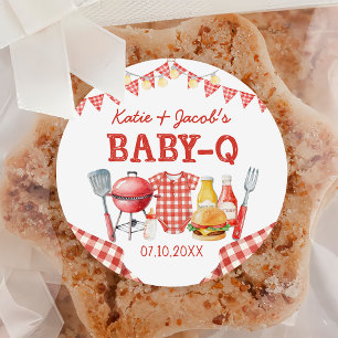 Rode Barbecue Baby-Q Baby Shower Sticker