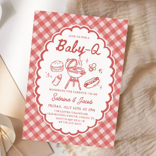 Rode Barbecue Baby-Q Baby Shower Uitnodiging
