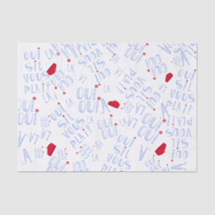 Rode baret Schattige Frans Oui Merci Ja Bedankt Tissuepapier