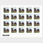 Rode Barn country Wedding Envelope Seals Vierkante Sticker (Vel)