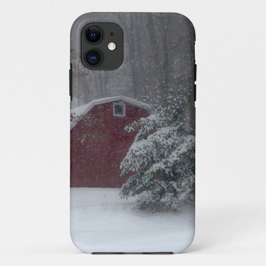 Rode Barn in de sneeuw Case-Mate iPhone Case (Achterkant)