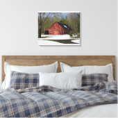 Rode Barn in de winter Canvas Afdruk (Insitu (Slaapkamer))