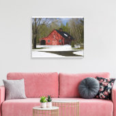 Rode Barn in de winter Canvas Afdruk (Insitu (Woonkamer))