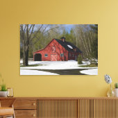 Rode Barn in de winter Canvas Afdruk (Insitu (Woonkamer))