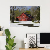 Rode Barn in de winter Poster (Thuiskantoor)