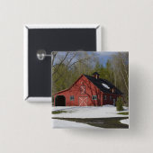 Rode Barn in de winter Vierkante Button 5,1 Cm (Voorkant /achterkant)