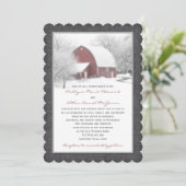 Rode Barn in Winter Wedding Invitation 2 Kaart (Staand voorkant)