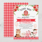 Rode Barn Oink Baa Moo Farm Animals Kaart (Voorkant / Achterkant)