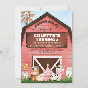 Rode Barn Oink Baa Moo Farm Animals Kaart