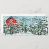  Rode Barn, pijnbomen, winterkerstfeest Kaart (Voorkant / Achterkant)