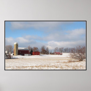 Rode Barns in de winter Poster