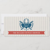 Rode  Baseball Ticket Couples Baby shower Kaart (Achterkant)