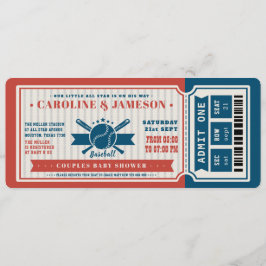 Rode  Baseball Ticket Couples Baby shower Kaart