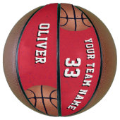 Rode Basketball-bal met het nummer van de teamnaam Basketbal (Verticaal)