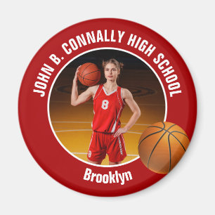 Rode Basketbalspeler Middelbare School Foto Magneet
