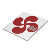 Rode Baskische Kruis 64 Lauburu Tegeltje (Zijkant)