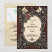 Rode Batvleugelrozen Goth-huwelijk Kaart (Voorkant / Achterkant)