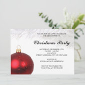 Rode Bauble Kerstfeest Uitnodiging (Staand voorkant)