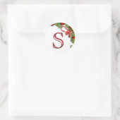 Rode Baubles dennen bladeren kerst envelop afdicht Ronde Sticker (Tas)