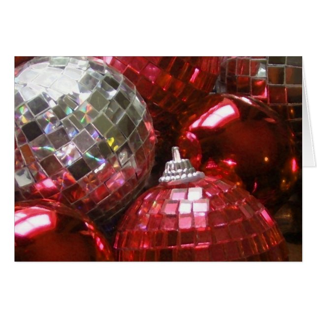 Rode Baubles-groetkaart (Voorkant Horizontaal)