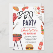 Rode BBQ Rode Oven Mitt Meisjes BBQ Verjaardag Kaart (Voorkant)