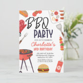 Rode BBQ Rode Oven Mitt Meisjes BBQ Verjaardag Kaart (Staand voorkant)