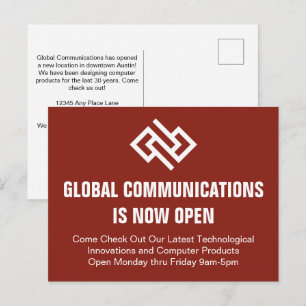 Rode bedrijfs grand opening bedrijf advertentie briefkaart