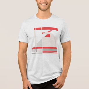 Rode Beige Grijze Geometrische Abstracte Kunst MCM Tri-Blend Shirt