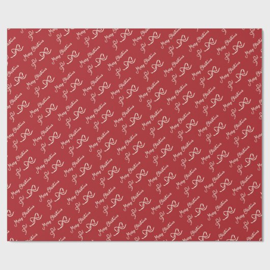Rode Beige Prettige Kerst Boog Patroon Cadeaupapier (Vlak)