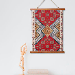 Rode Beige Turkse Kilim Vloerkleed Oriëntaalse Wan Hangend Wandkleed