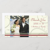 Rode beige wervel Dank u bruiloft foto kaarten (Voorkant / Achterkant)