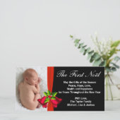 Rode Bellen Baby's Eerste Kerst Foto Kaart (Staand voorkant)