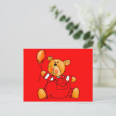 Rode Beren ballonnen van kind Briefkaart (Staand voorkant)