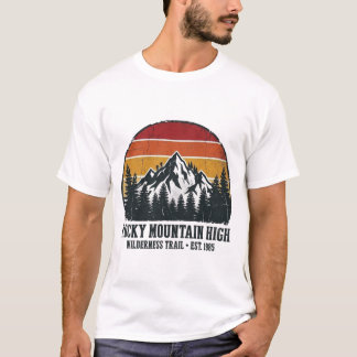 Rode Berg Hoge Vintage Wandelontwerp T-shirt
