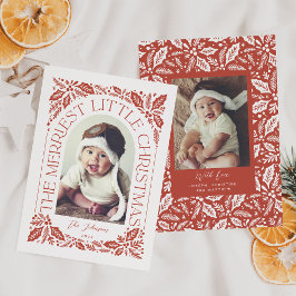 Rode Bes Kerstelijke Kleine Kerstboog Foto Feestdagenkaart