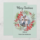 Rode Bes Kerstkrans Wintergroene Wens Feestdagenkaart (Voorkant / Achterkant)