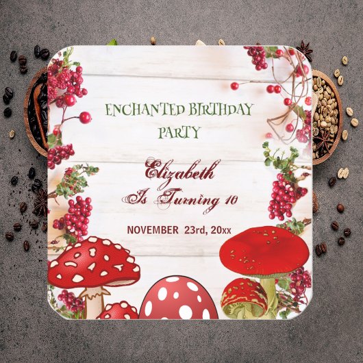 Rode Besentuin Paddenstoel Kindermagische Paddenst Vierkante Sticker