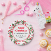 Rode bessen | aangepaste begroeting | vrolijk kers papieren bordje (Feest)