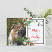 Rode bessen Bloemen Vakantie bruiloft Dank u Bedankkaart (Staand voorkant)