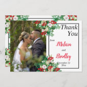 Rode bessen Bloemen Vakantie bruiloft Dank u Bedankkaart (Voorkant / Achterkant)