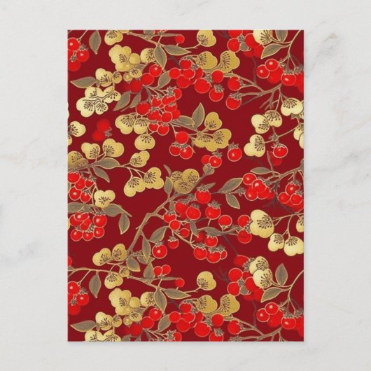 Rode bessen Chiyogami Briefkaart (Voorkant)