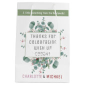 Rode bessen en Eucalyptus Wedding Gift Bag Medium Cadeauzakje (Achterkant)