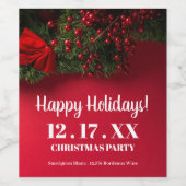 Rode bessen en mistletoe, Kerstmis Wijn Etiket (Enkel label)