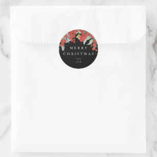 Rode Bessen + Eucalyptus Prettig Kerstfeest/maatkl Ronde Sticker