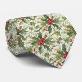 Rode bessen Groen Bladeren Holly Vakantie Kerstmis Stropdas (Opgerold)